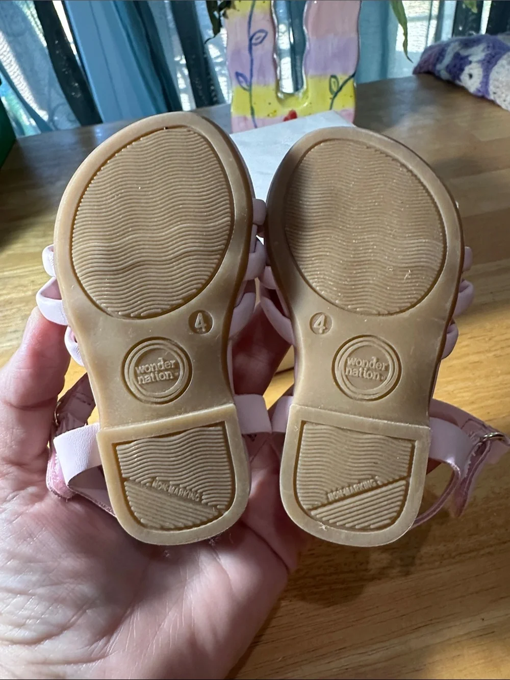 🤩wonder nation Pink Knot-Strap Toddler Sandals. 🎁3